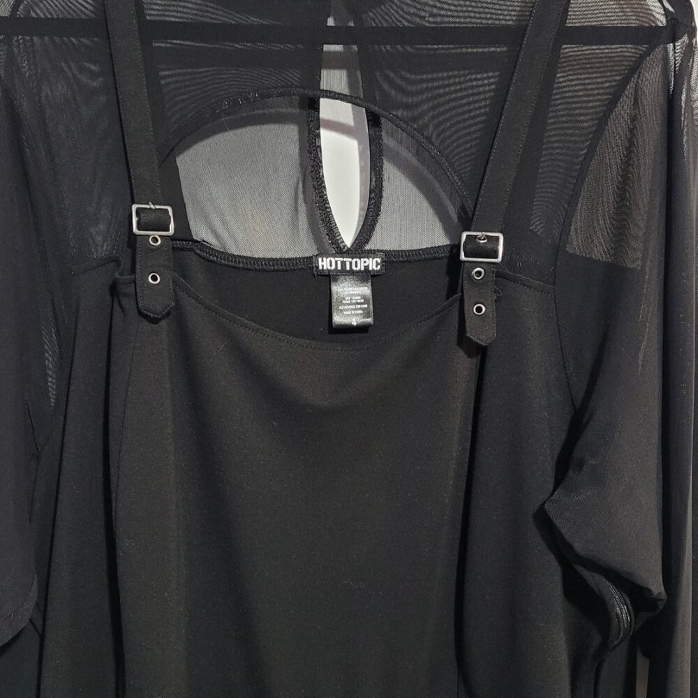 HOT TOPIC MESH AND BUCKLE STRAP GOTH DRESS EUC 4X - Picture 9 of 9